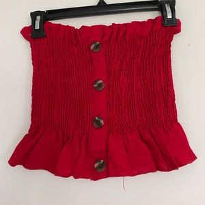 Red ruffled crop top